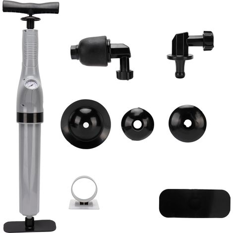 Kit de Plongeur à Pression d'Air 9 en 1 pour Toilette, Évier et Canalisation - Accessoire de Dégorgement Gris (1/5)