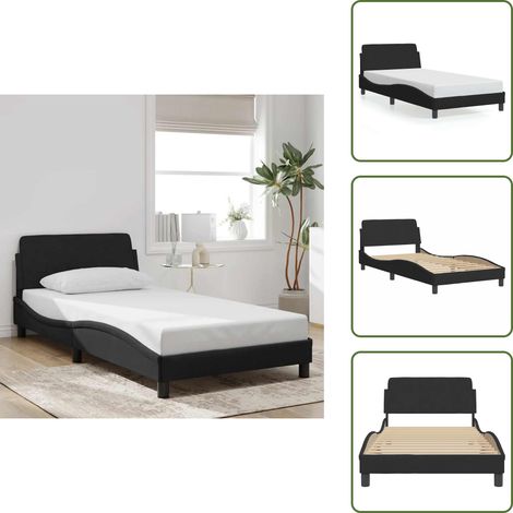 The Living Store Cadre de lit sans matelas noir 100x200 cm velours - Cadre De Lit - Lit Double - Lit Velours - Lit Design - Literie (1/5)