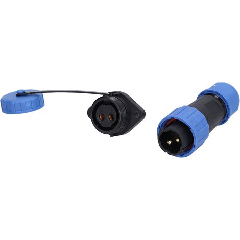 Connecteur étanche 2 broches IP68, prise d'alimentation aéronautique 250 V 20 A à bride pour câble LP16 (1/5)