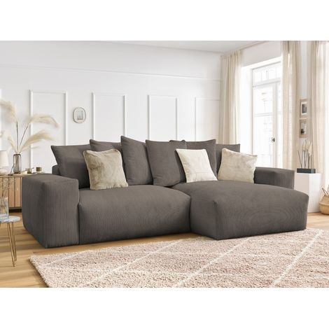 BOBOCHIC - Canapé d'angle réversible convertible coffre VOLTAIRE Réversible Taupe (1/5)