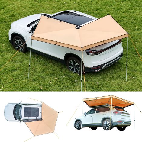 VEVOR Auvent 270 Degres 3,19x2,10 m Auvent Voiture Lateral Retractable Abri Autoportant Toutes Saisons Impermeable UV50+ pour Vehicule SUV Fourgonnettes Camionnettes Camping, avec Sac de Rangement