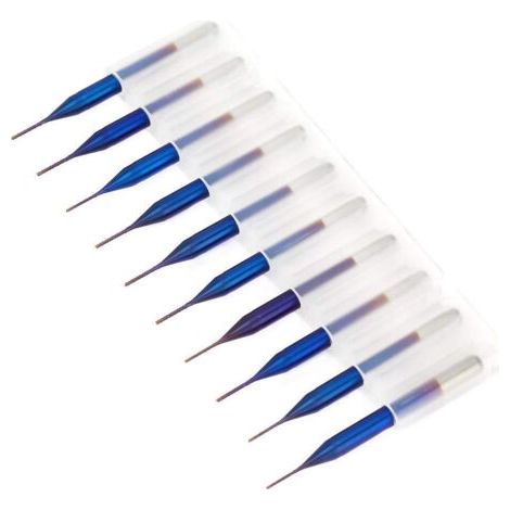 10pcs Cône Fraise en Carbure, Forets Fraises à noyer de Tungstène Bleu Enduit Fraises en Bout pour Machine de Gravure Carte de Circuit Imprimé SCM (0.6mm) (1/5)