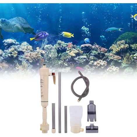 Siphon électrique pour aquarium, nettoyeur de sable avec brosse, tuyau réglable 60-95cm, alimentation secteur 3.3V ou piles, kit complet (1/4)