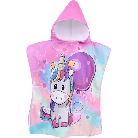 Poncho de Bain Enfan, Poncho de Bain Enfant, Serviette de Plage Microfibre Enfant, Poncho à Capuche Serviette de Piscine, pour Enfants de 2 à 8 Ans (1/5)