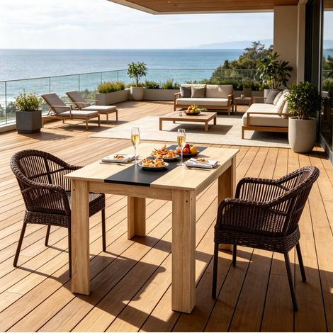 Table de salle à manger 120x69x75 cm en bois noir, moderne pour 4-6 personnes FloraGrace (1/5)