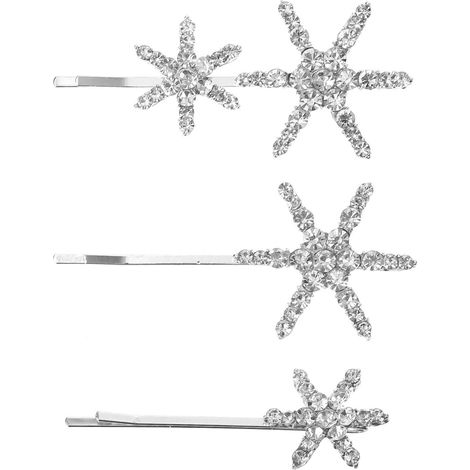 Silver Decorative Star Hair Clips, Set of 3, Ornamental Alloy (1/5)
