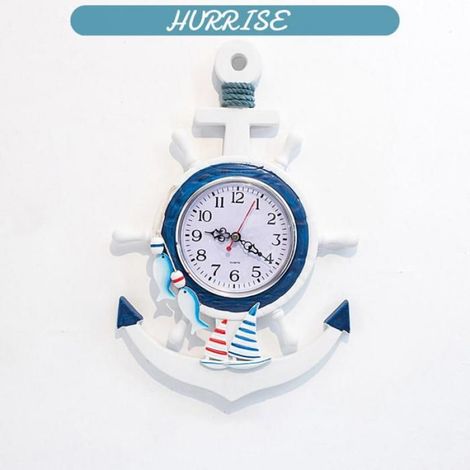 Sonew horloge de décoration Horloge Murale Bleu Et Modélisme De Navire luminaire horloge Poisson 34x2 3cm/13,4x9,1 pouces (1/5)
