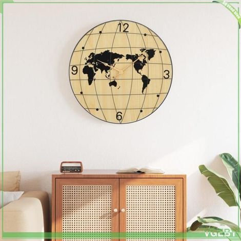 4008406 Horloge murale jaune et noir 50 cm bois d'ingénierie (1/5)