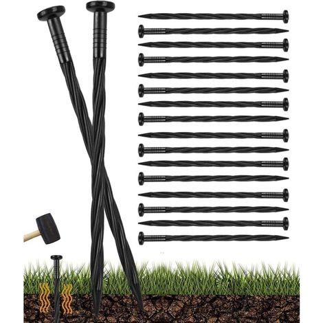 100 Pièces Piquets de Bordure de Paysage en Plastique, 20CM Piquets de Sol en Spirale Clous d'ancrage Paysager Piquets de Tente pour Herbes Barrière, Bordure de Pavé Paysage, Allée en Herbes