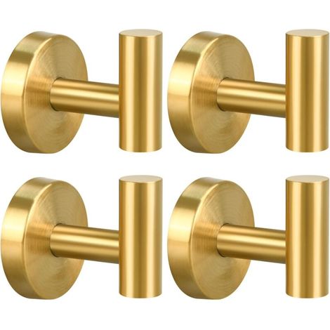 Set mit 4 Wandhaken aus Edelstahl SUS304 für Handtücher, Bademäntel, Badezimmer, Schlafzimmer, Küche, Hotel, Büro (gebürstetes Gold)