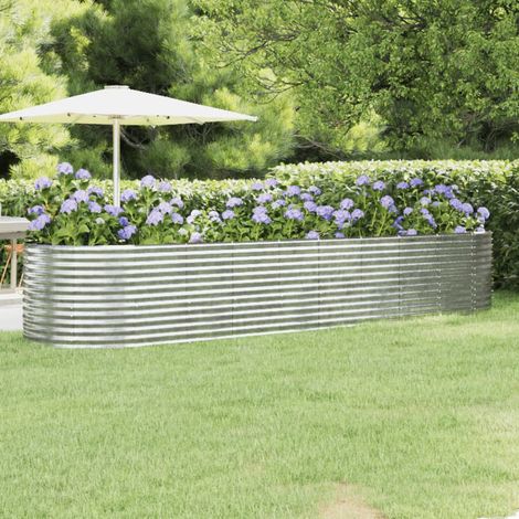Garden Raised Bed  Silver  Powder-coated steel  Large vidaXL (1/5)