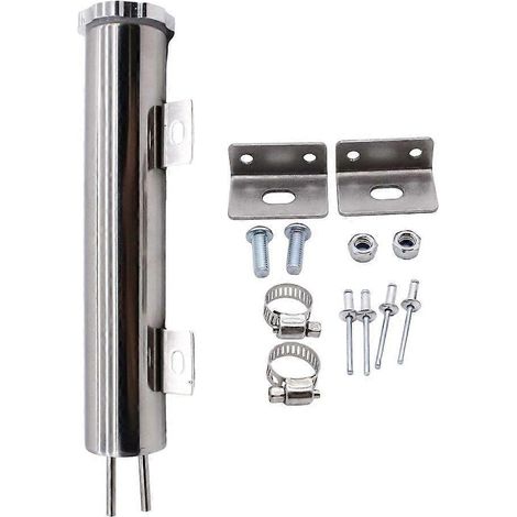 Réservoir de récupération du liquide de refroidissement pour radiateur, 50 x 250 mm, 400 ml, acier inoxydable argenté (1/5)