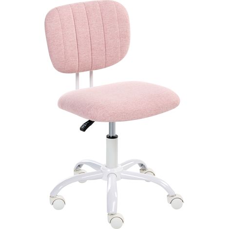 Silla giratoria de escritorio elegante tapizado de tela estructura de hierro oficina en casa habitación infantil altura ajustable sin reposabrazos rosa Bubbly (1/5)