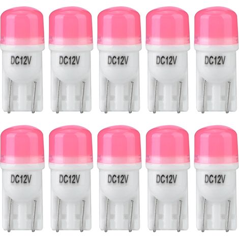 10 ampoules 12V 8000K pour clignotants, signaux de porte de parking, feux indicateurs et feux de voiture (roses). (1/5)