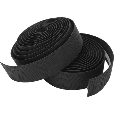 Sangle de guidon en cuir PU à texture grainée ondulée, absorbant la transpiration, noire (1/5)