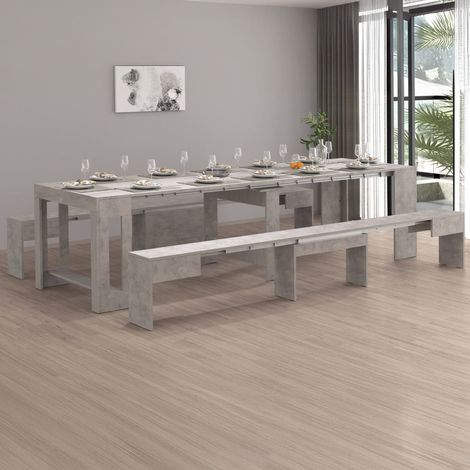 Dmora - Banco Torquato, Juego de 2 Asientos para mesa de comedor, Bancos extensibles, 290x25h45 cm, Gris (1/5)