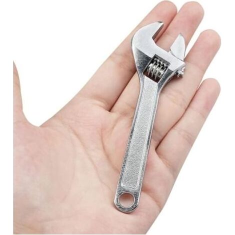 Clé à Molette 4" Longueur 100 mm Mini Clé à Molette en Acier Argen pour l'industrie et la Réparation Automobile (en plaqué chrome) (1/4)