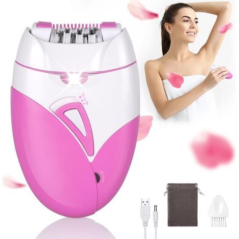 Épilateur Électrique Femme, Tête De Rasage Et Tondeuse, Épilateur Facial et épilation du Corps, Mini-épilateur pour Visage, Les aisselles, Le Bikini et Les Jambes,USB,Rose (1/5)
