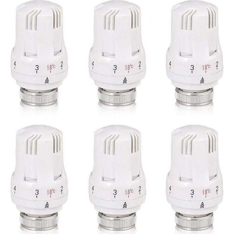 Robinet thermostatique pour radiateur – Kit 6 pièces avec tête M30×1,5, idéal bureau & maison, compatible tous systèmes chauffage