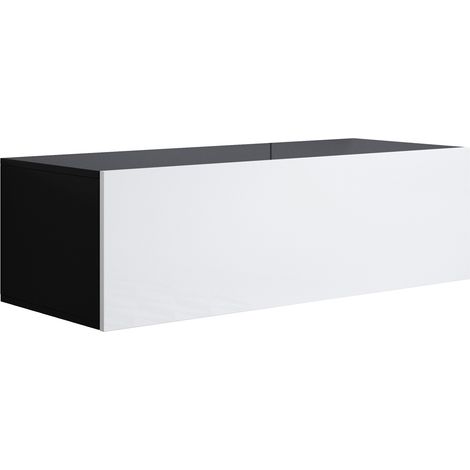 Lowboard Hängend TV-Schrank Fernsehtisch TV Möbel TV-Ständer 1 Falltür 100x30x40cm Modell Luke H1 Schwarz und Weiss Glanz