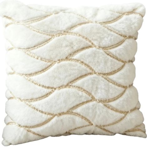 Housse de coussin, polyester doux, design élégant, Blanc Cassé 45X45Cm (1/2)