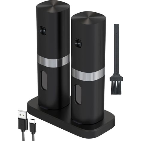 Ensembles de Moulin à Sel et Poivre Electrique,Moulin a Poivre Rechargeable(Noir-Rechargeable) (1/5)