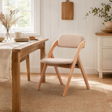 Sillas de comedor plegables con asiento acolchado, lote de 2, madera, caqui HAVRYA (1/5)