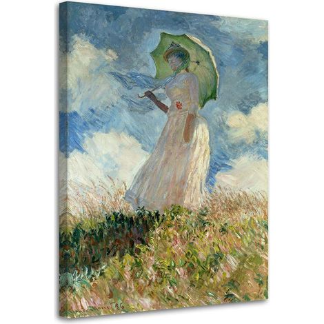 Peinture sur toile, Femme au parapluie tournée vers la gauche - Reproduction C. Monet - 40x60 (1/5)
