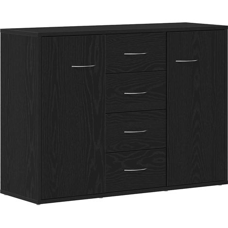 vidaXL Credenza Rovere Nero 88x30x64 cm in Legno Multistrato