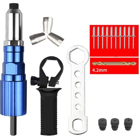 royaluxe-Adaptateur de pistolet à riveter, tête de pistolet à riveter électrique, outil de perage de pistolet à riveter sans fil, accessoires d'adaptateur en Métal d'aluminium