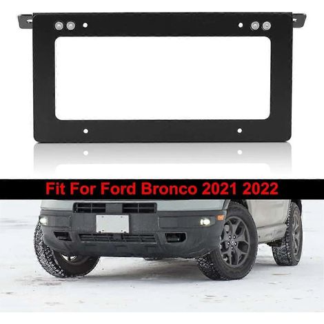 Cadre de plaque d'immatriculation avant pour Ford, support de plaque d'immatriculation en alliage d'aluminium pour Ford Bronco 2021-2022, installation facile (noir) (1/5)