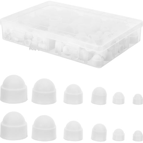 160 Cache-Écrous En Nylon Noir Capuchons De Tête De Boulon Hexagonaux Protections Pour Vis Et Boulons Capuchons Blancs (1/5)
