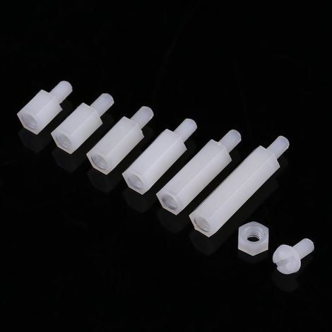 Kit de 180 vis et écrous hexagonaux M3 blancs (mâle et femelle) avec boîte. (1/5)