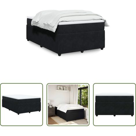 Matelas à ressorts ensachés - Sommier à lattes de lit avec matelas noir 120x190 cm velours (1/5)