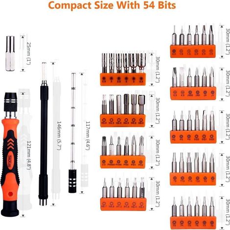 Kit di riparazione 58 in 1 con cacciavite e punte multiple per smartphone, PC e altri strumenti di riparazione (1/4)
