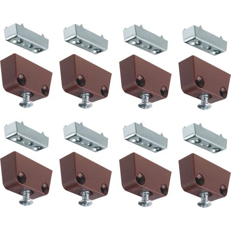 Cyclingcolors – Lot de 8 ferrures d'assemblage marron – Connecteurs à visser pour bois dur – Fixation meuble, étagère, porte – Assemblage solide et durable (1/2)