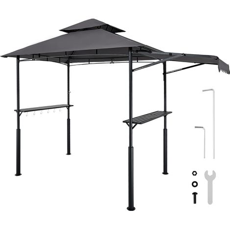 VEVOR Gazebo per Barbecue 243 x 150 cm, Gazebo per Barbecue da Esterno con Tetto Tettoia Parasole, Copertura per Barbecue da Giardino in Acciaio Verniciato a Polvere, per Grigliate, Feste, Picnic