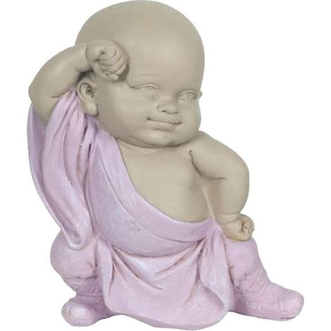 Statue en Résine Petit moine en Robe Rose