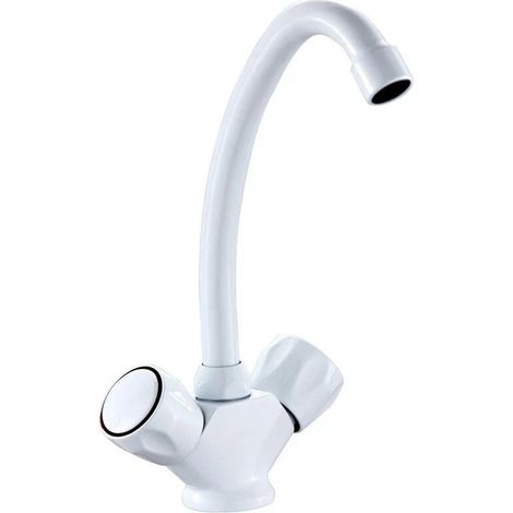 Balterley Traditional Dual Handle Kitchen Sink Mixer Tap with Rounded Swan Neck Spout & Chrome Finish