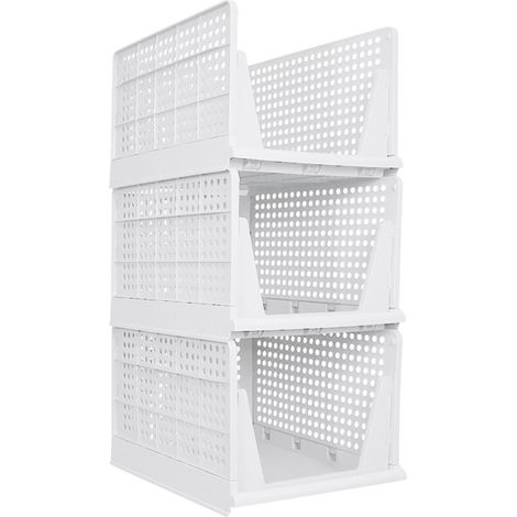 3 Couches Organisateur de tiroir, Boîte de Rangement en Fit Pliab,Organisateur de Jeans, Organisateur de T-shirt - Blanc (1/5)