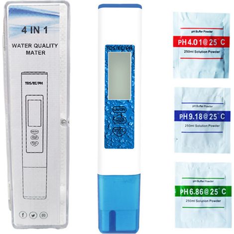 Digitales Wasserqualitätsmessgerät – Misst pH-Wert, TDS, EC-Wert und Temperatur, tragbarer Stift für Trinkwasser, Schwimmbadwasser, Aquarium und Hydrokultur (1/4)