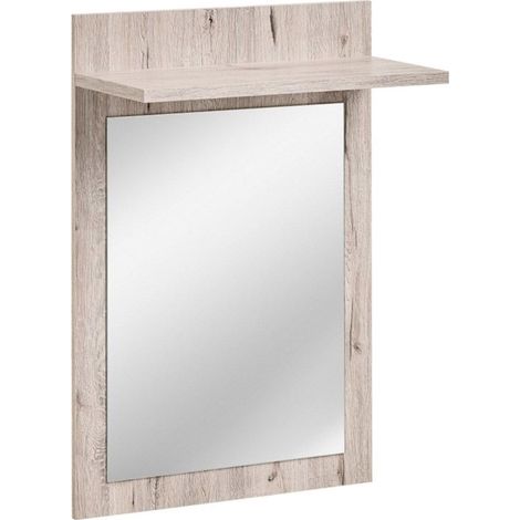 Miroir Étagère en Bois "Gustavo" 88cm Naturel (1/2)