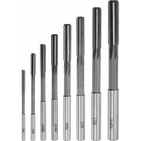 Juego de mandriles escariadores para torno, fresa de ranura recta, acero de alta velocidad, tolerancia H7 (3 mm, 4 mm, 5 mm, 6 mm, 7 mm, 8 mm, 9 mm, 10 mm), 8 piezas. (1/5)