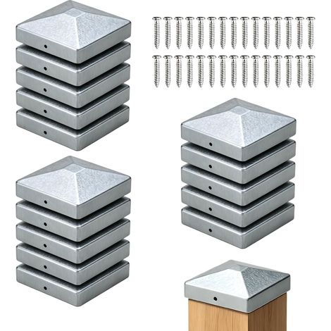 15 Pièces Chapeau Poteau 7x7cm Capuchons pour Poteaux de Clôture Galvanisé (1/5)