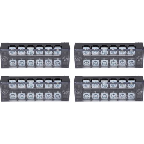 Bornier à vis double rangée haute intensité 600V 25A 6 positions avec couvercle, lot de 4 pièces (2506) (1/5)