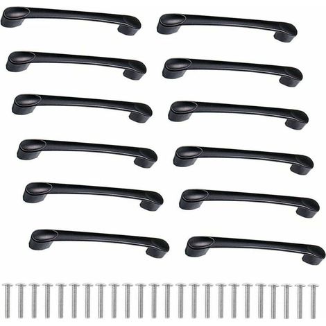 Set di 12 maniglie da cucina Ulisem da 160 mm in lega di zinco - Maniglie per cassetti e ante con viti - Nere