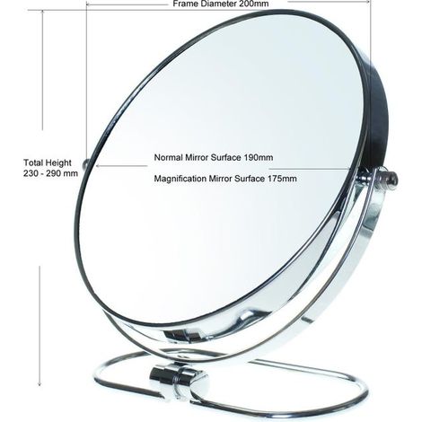 Specchio da trucco pieghevole, ingrandimento 5x, specchio cosmetico da 8", specchio per camera da letto e da viaggio, specchio da tavolo Ø 20 cm, doppia faccia T (1/3)