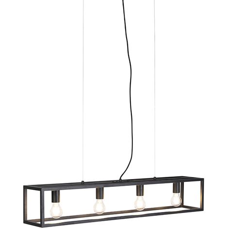 QAZQA Industrie Hängelampe Schwarz 4-flammig - Cage 4