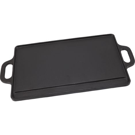 Plaque de cuisson double face en fer à chauffage rapide et uniforme, réversible, pour le camping, les réchauds à gaz et les plaques à induction. (1/5)