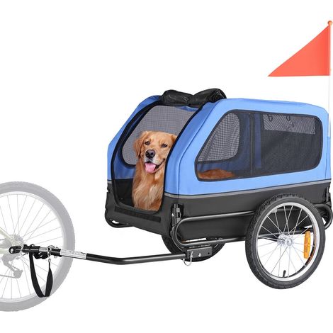 40 kg Remorque vélo pour chien pliable, transport animal de compagnie, roues 16 pouces, pour chiens et petits animaux (1/5)
